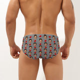 Personalized Triangle Swim Briefs Customized Swim Trunks with Face Design Heart Multicolor