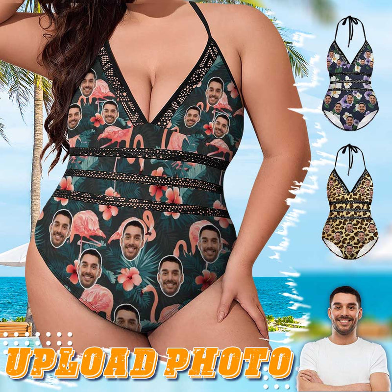 #Plus Size Swimsuit-Custom Face Summer Sexy Swimsuits Personalized Women's New Strap One Piece Bathing Suit Vacation