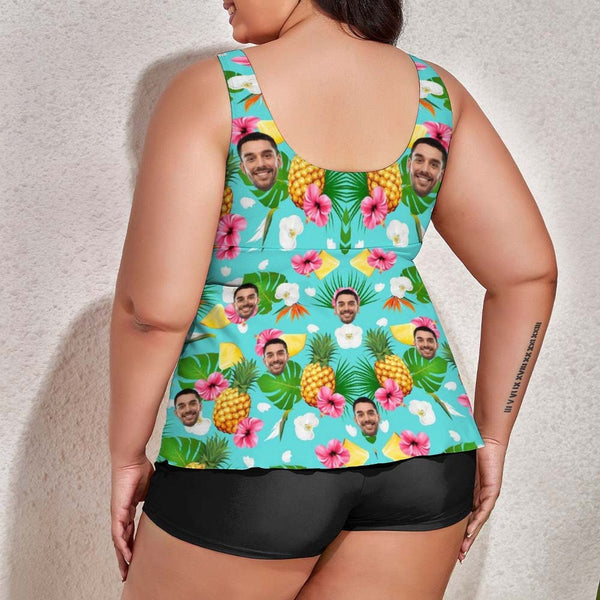 #Plus-Size Swimdress And Shorts Custom Face Summer Style Swimsuit Personalized Tankini Bathing Suit For Women 2 Piece Swmsuit