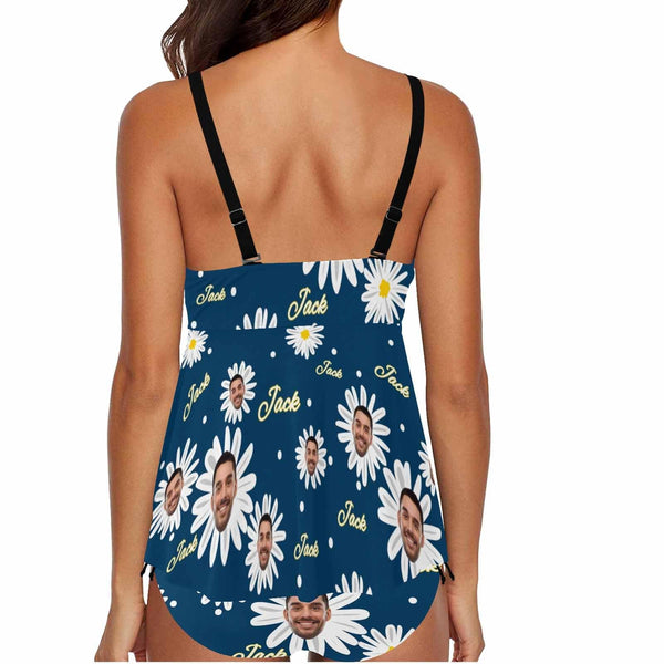 XS-5XL Full Size-Custom Two Piece Plus Size Tankini Bathing Suits with Boyshorts Swimsuit With Face Photo On It Face&Name Daisy Swimsuit