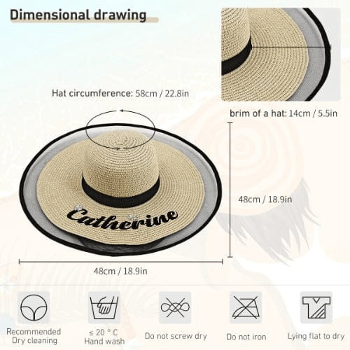 Custom Face One Piece Swimsuit Wide Brim Straw Sun Hat With Veil