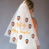 Custom Face&Text Veil | Personalized Future Mrs  Veil | Bridal Shower Veil | Bachelorette Veil |Bride Veil