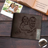 Custom Photo Wallet Brown Leather Personalized Men's Engraved Wallet