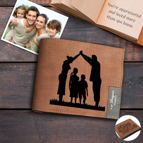 Custom Photo Happy Family Wallet Personalized Engraved Leather Wallet