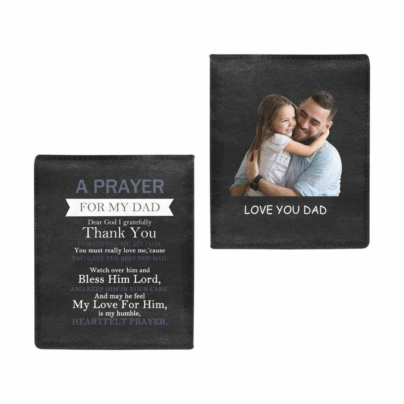 Custom Photo Letter To Father Bifold Men's Leather Wallet Personalized Photo Wallet For Dad -Put Your Photo On Wallet Father's Day & Birthday Gift