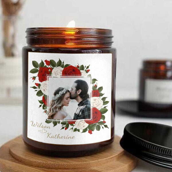 Custom Photo&Name Wedding Candles Personalized Your Own Photo Candle