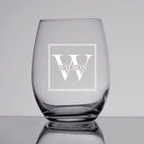 Custom Name&Initials Stemless Wine Glass Personalized Father's Day Gift Beer Whiskey Glass Gift for Dad 11/15/17 OZ