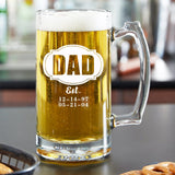Personalized Beer Mug Glasses 16 OZ Custom Date Beer Glass for Father's Day Personalized Gift For Dad Him