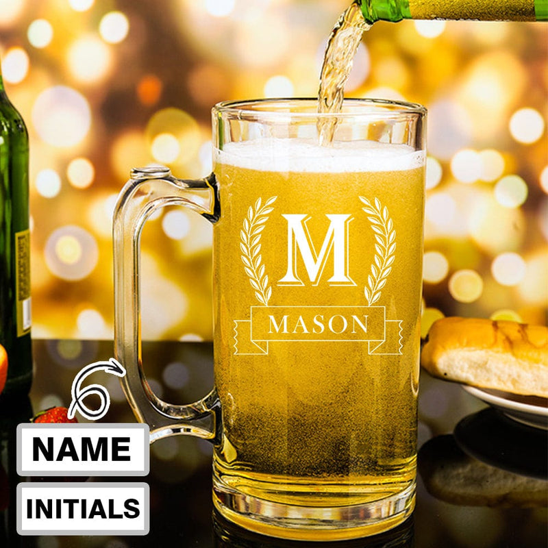 Custom Initials&Name Beer Mug Glasses 16 OZ  for Father's Day