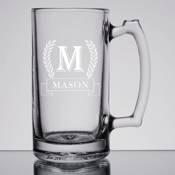 Personalized Beer Mug Glasses 16 OZ Custom Initials&Name Beer Glass for Father's Day Personalized Gift For Dad Him