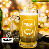 Custom Name The World's Greatest Dad Beer Mug Glasses for Fathers Day 