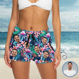 Custom Face Tropical Leaves Board Shorts for Her Design Your Own Gift