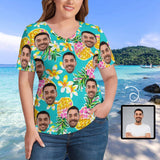 #Plus Size V Neck T-shirt Pineapple With Your Big Face Print On It