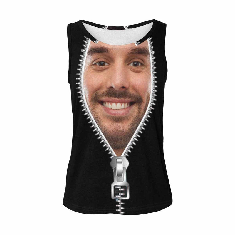 Custom Design Face Tops Zipper Personalized All Over Print Tank Tops for Men and Women