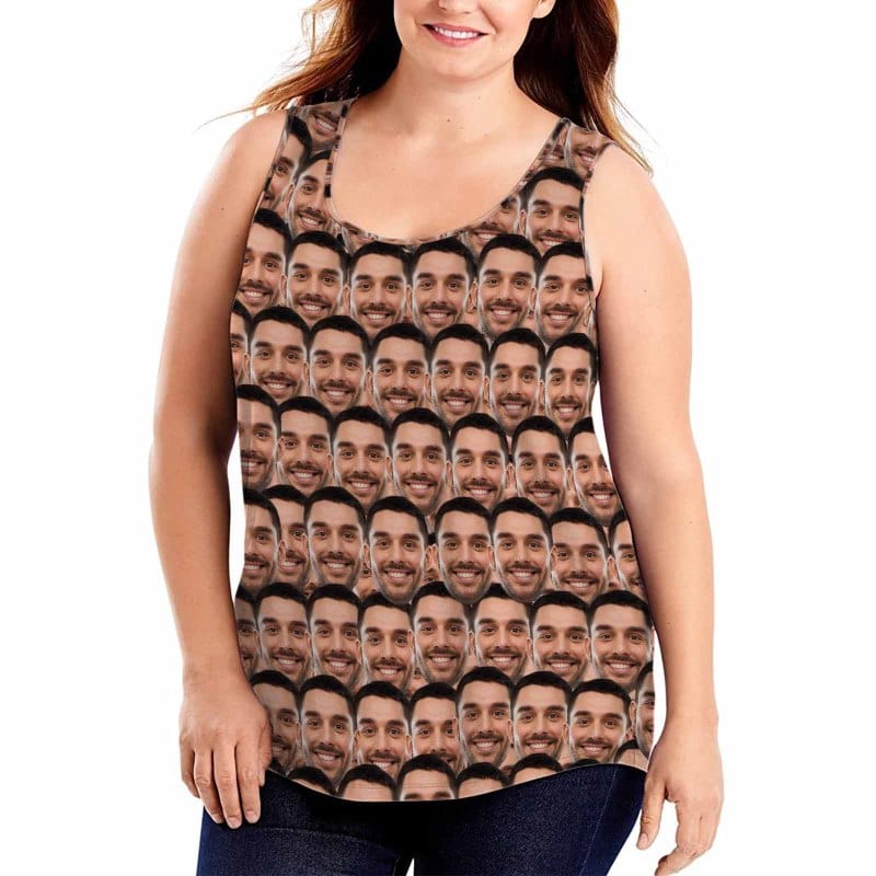 Women's Tops with Custom Face Seamless All Over Print Tank Tops
