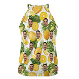 Custom Face Loose Top Pineapple Halterneck Strapless Print Vest Shirt