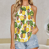 Custom Face Loose Top Pineapple Halterneck Strapless Print Vest Shirt