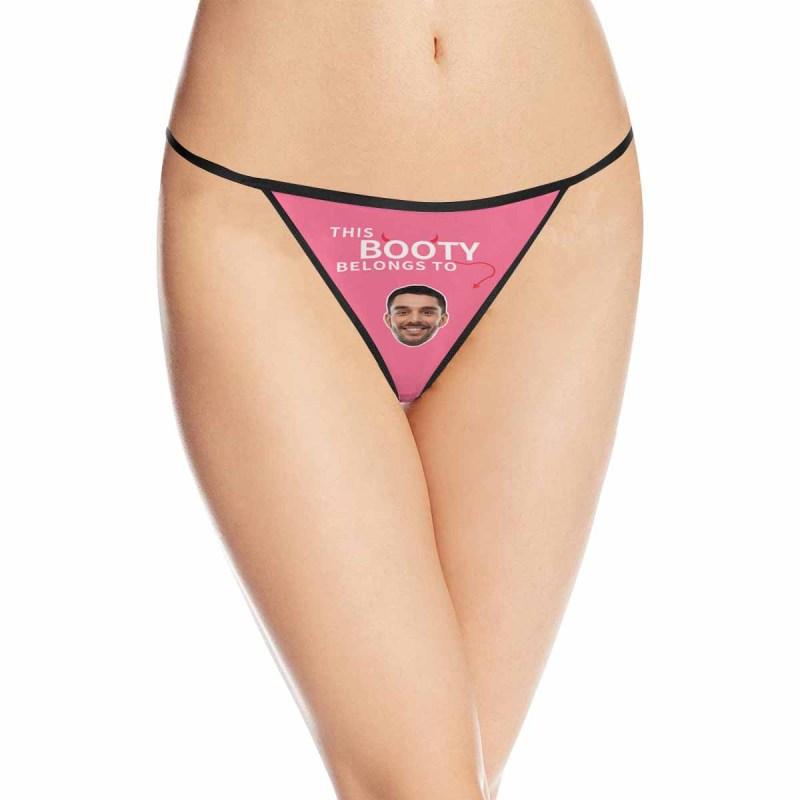 Custom Face Thongs Underwear for Women Personalized Belongs To Me Women's G-String Panties Customized Panty Thong Lingerie